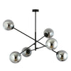 Suspension Linear 6 lumières noire, verre graphite