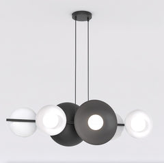 Lustre Volume 6 lumières noir et blanc