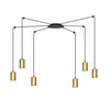 Suspension Traker 6 lumières noire et dorée