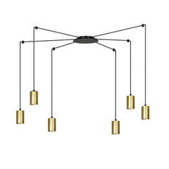 Suspension Traker 6 lumières noire et dorée