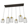 Suspension Vander 6 lumières noire et dorée