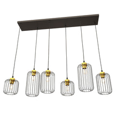 Suspension Vander 6 lumières noire et dorée