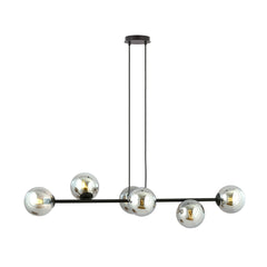 Rossi 6-flammige Pendelleuchte schwarz, Graphitglas