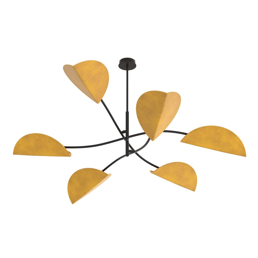 Lotus 6-flammige Pendelleuchte schwarz, senfgelb