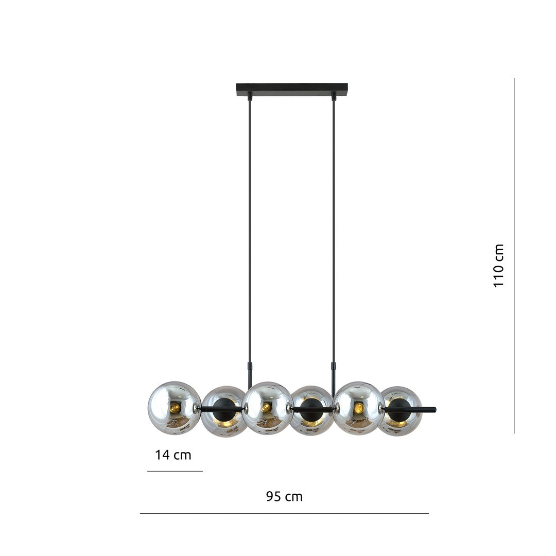 Schéma coté du luminaire : 95 cm de large pour 110 cm de haut