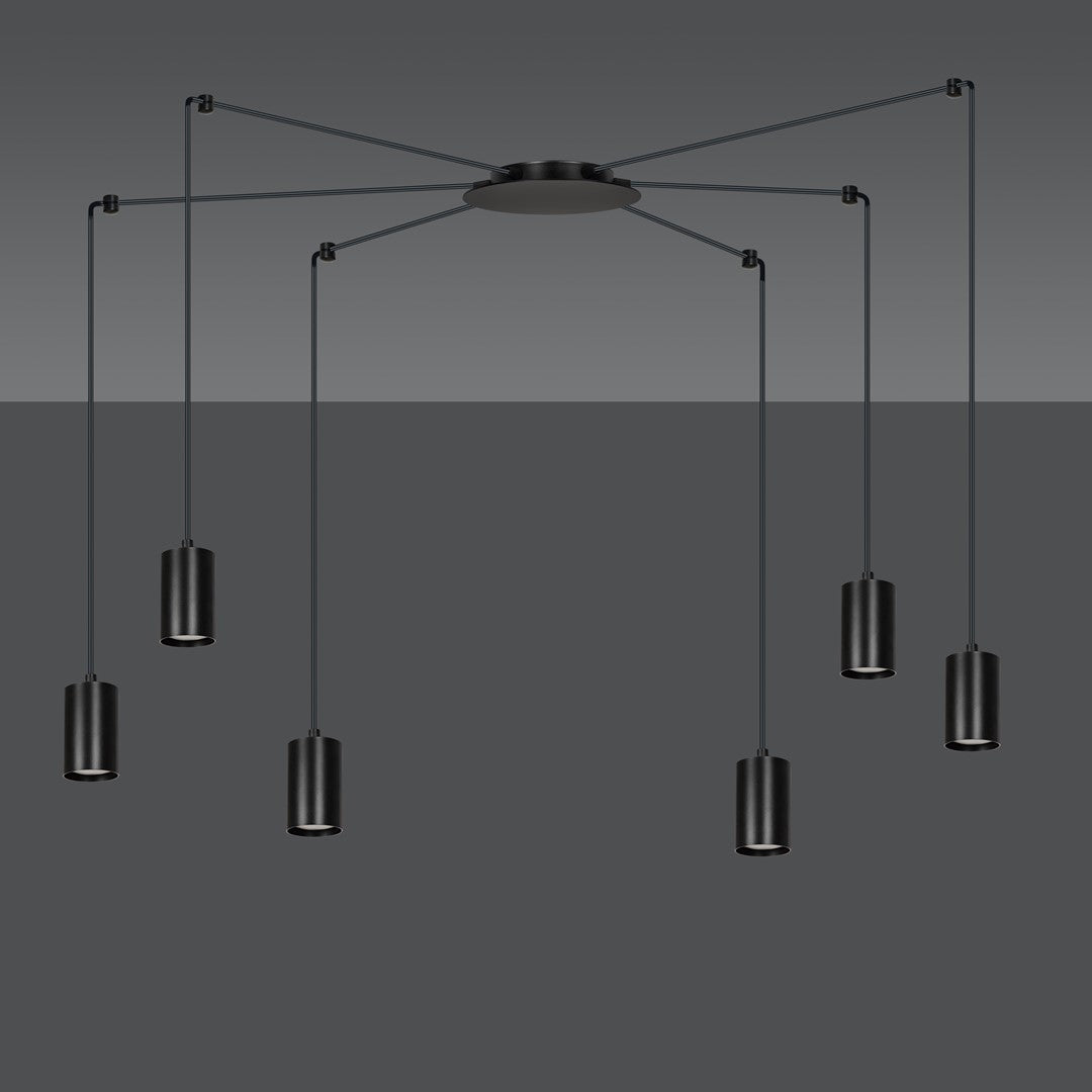 Vue de face du luminaire noir éteint sur fond gris dégradé