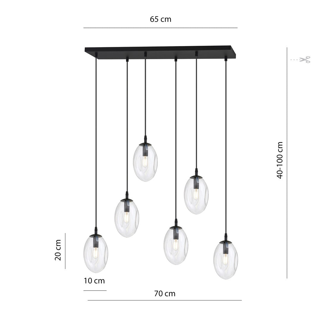 Schéma de dimensions : largeur 65 cm, hauteur réglable de 40 à 100 cm