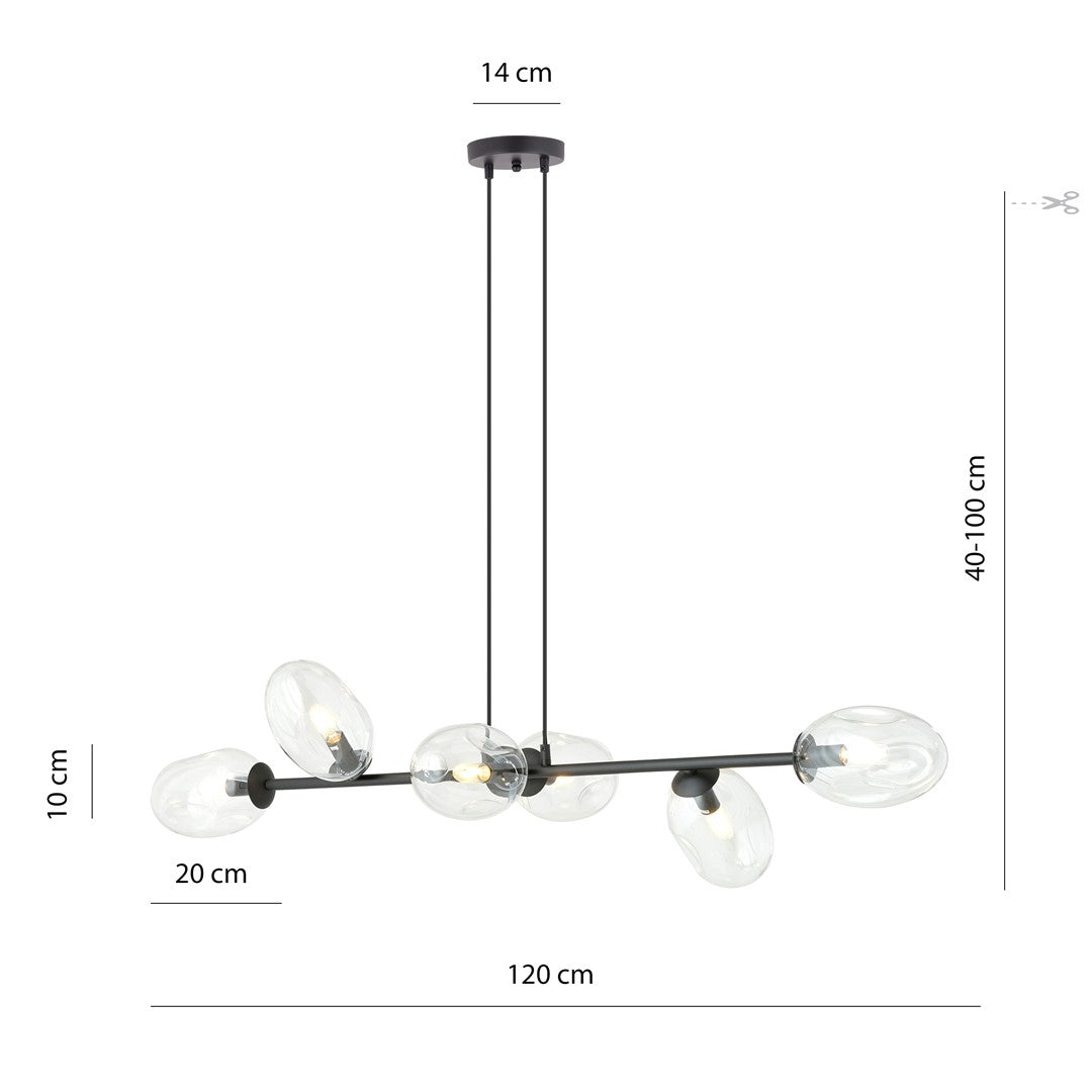 Schéma technique coté indiquant largeur 120 cm, hauteur réglable 40 à 100 cm et diamètre 14 cm