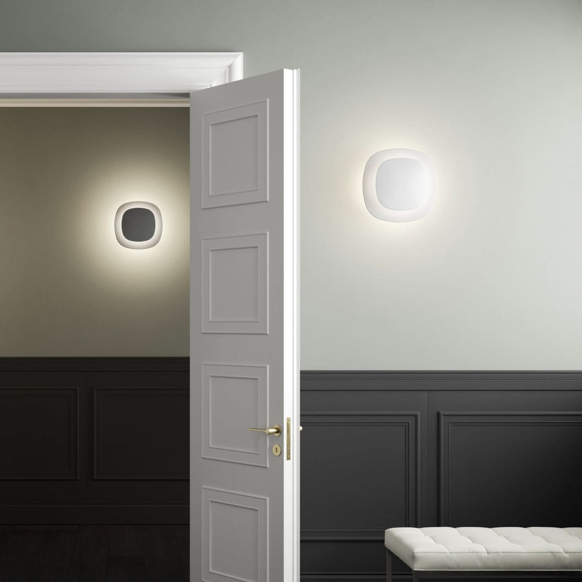 Applique murale LED Luthien en aluminium, blanc mat et transparent, hauteur 27 cm