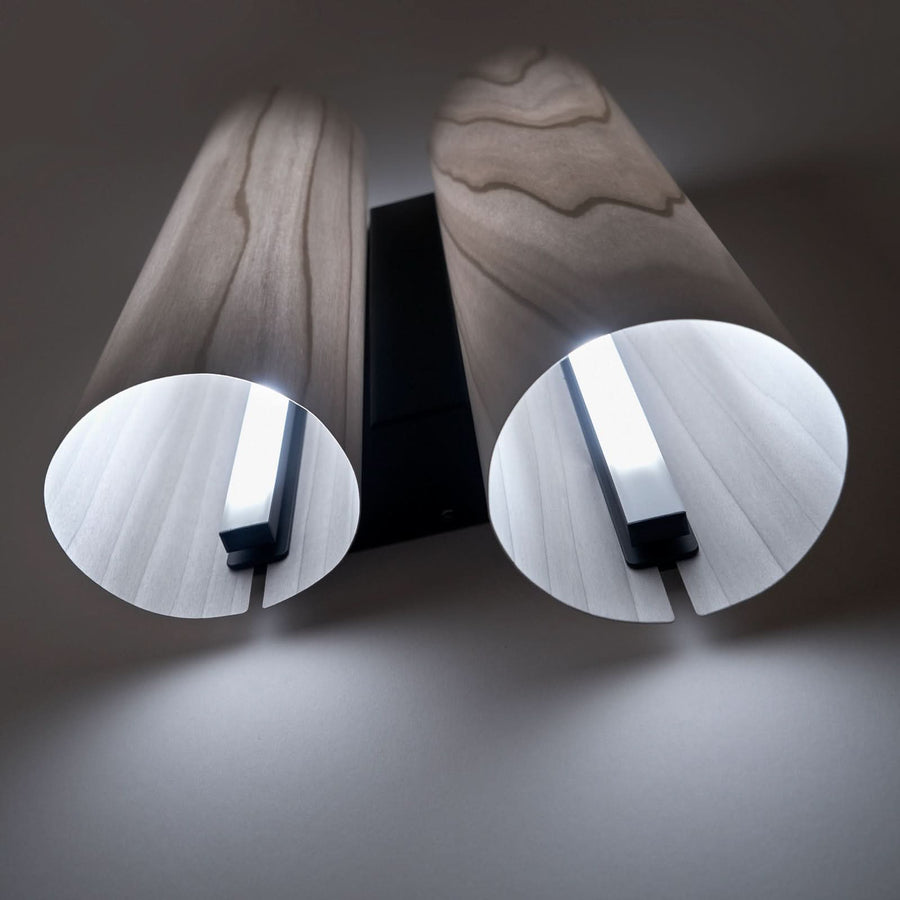 Applique murale LED Black Note Duplet en métal, gris et noir, hauteur 34,5 cm