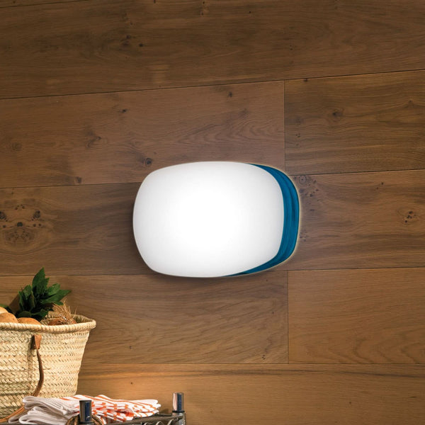 Applique murale LED Guijarro Medium en métal, bleu et blanc, hauteur 36 cm