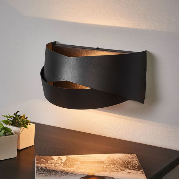 Applique murale Tornado en métal, noir, hauteur 13 cm