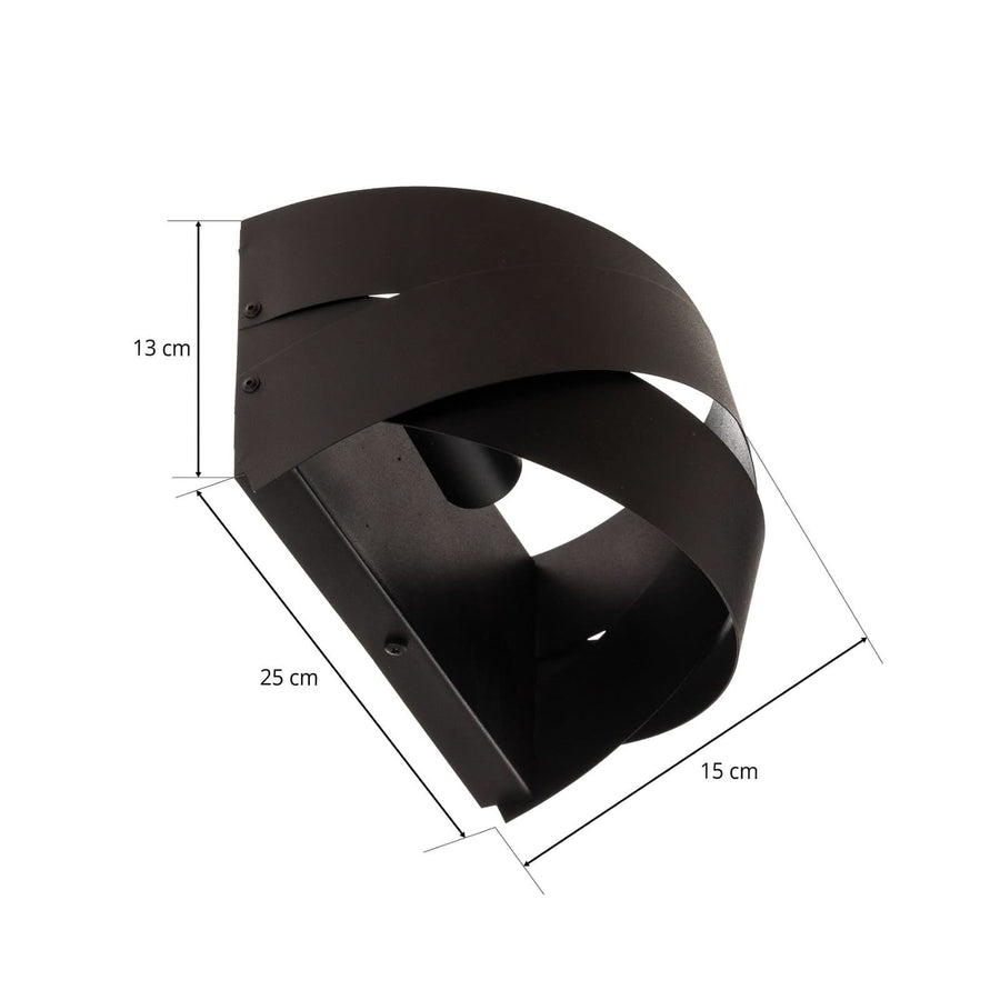 Applique murale Tornado en métal, noir, hauteur 13 cm
