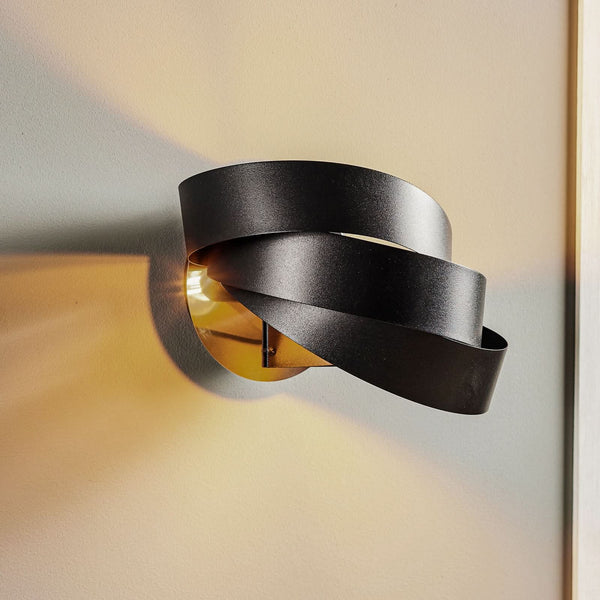 Applique murale Vento en métal, noir, hauteur 14 cm