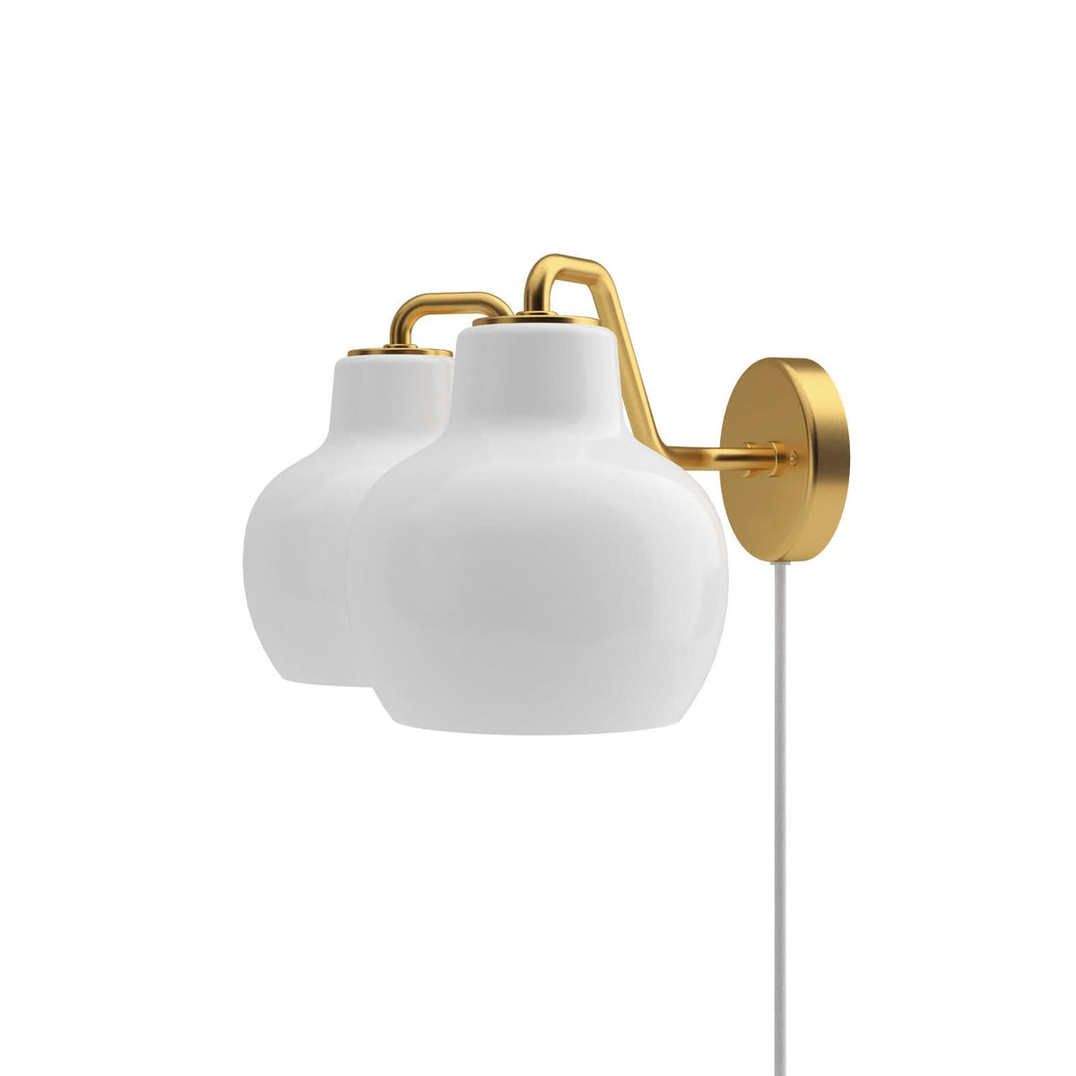 Applique murale VL Ring Crown en laiton, blanc, 2 lumières, hauteur 23,3 cm