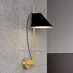 Applique murale LED Yuh Brass en laiton, noir, hauteur 62,6 cm