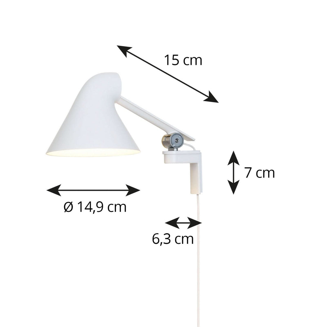 Applique murale LED NJP en aluminium, blanc, hauteur 20 cm