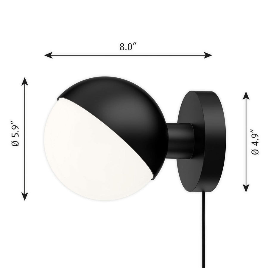 Applique murale VL Studio en verre, noir et blanc, Ø 15 cm, 30 W, modèle 2