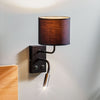 Applique murale Soho en tissu, noir et doré, 2 lumières, hauteur 38 cm, largeur 18 cm