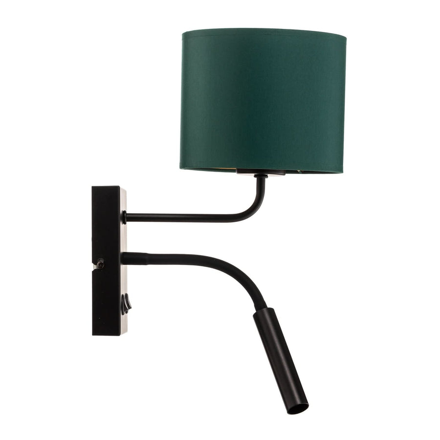 Applique murale Soho en tissu, vert et noir, 2 lumières, hauteur 38 cm, largeur 18 cm