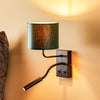 Applique murale Soho en tissu, vert et noir, 2 lumières, hauteur 38 cm, largeur 18 cm
