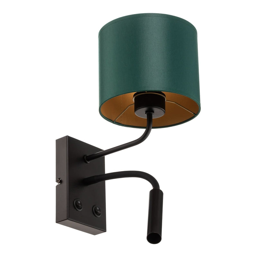 Applique murale Soho en tissu, vert et noir, 2 lumières, hauteur 38 cm, largeur 18 cm