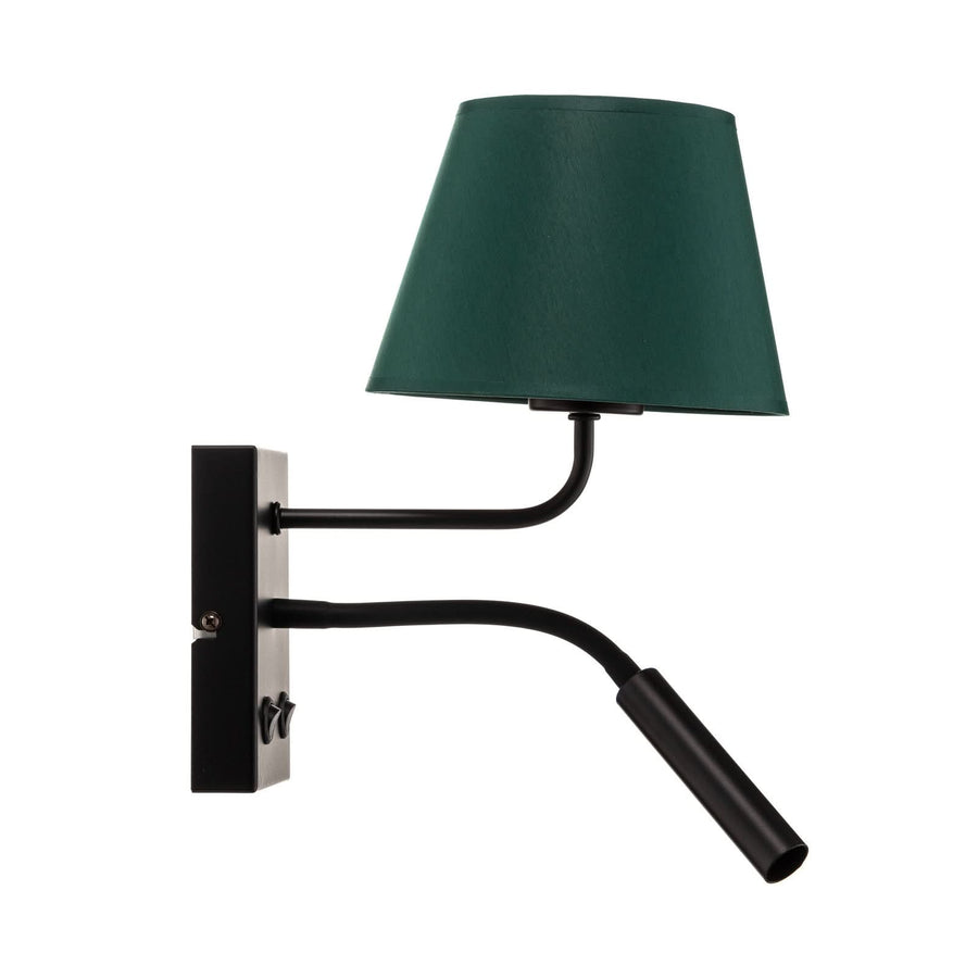 Applique murale Soho en tissu, vert et noir, 2 lumières, hauteur 38 cm, largeur 18 cm, modèle 2