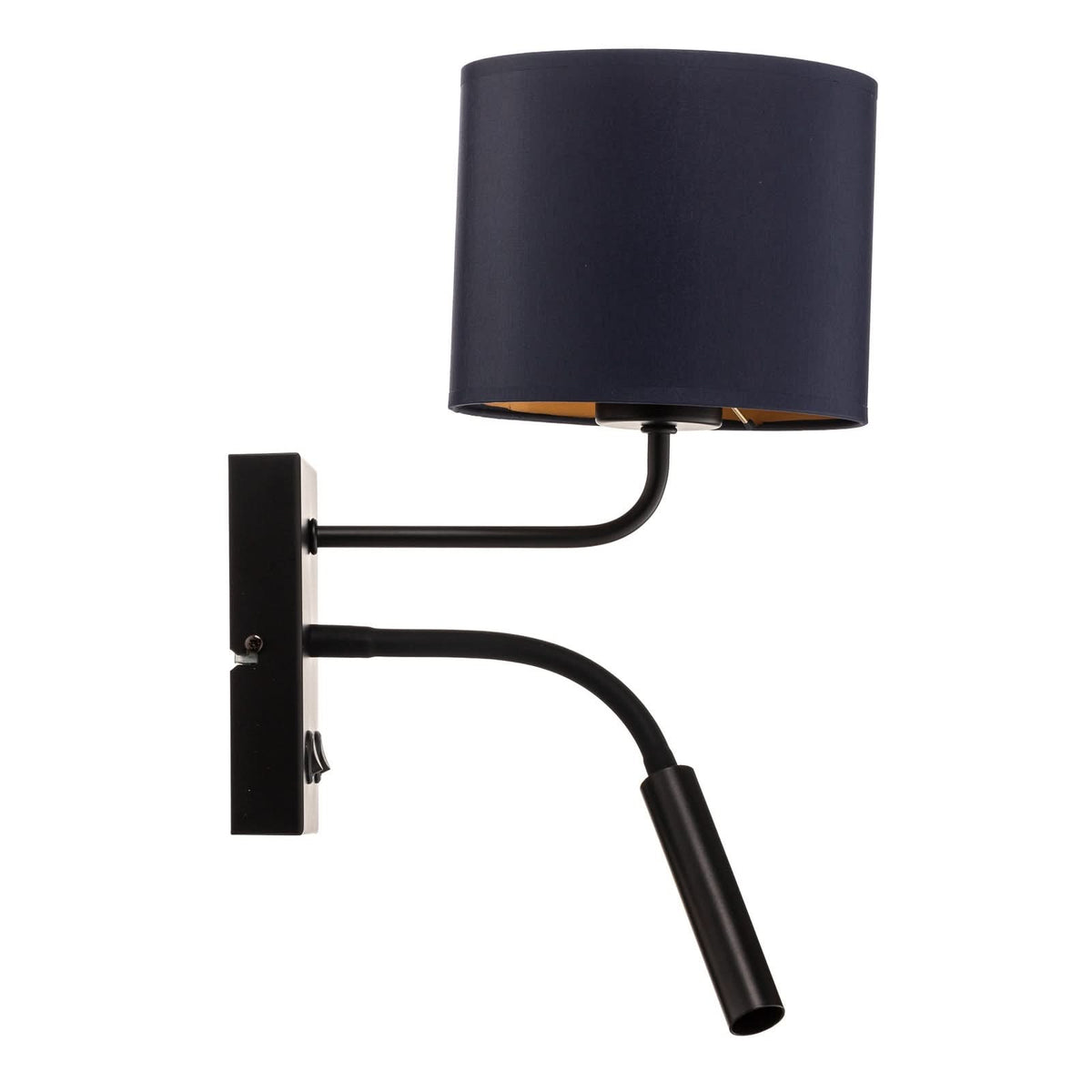 Applique murale Soho en tissu, bleu foncé et noir, 2 lumières, hauteur 38 cm