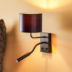 Applique murale Soho en tissu, bleu foncé et noir, 2 lumières, hauteur 38 cm