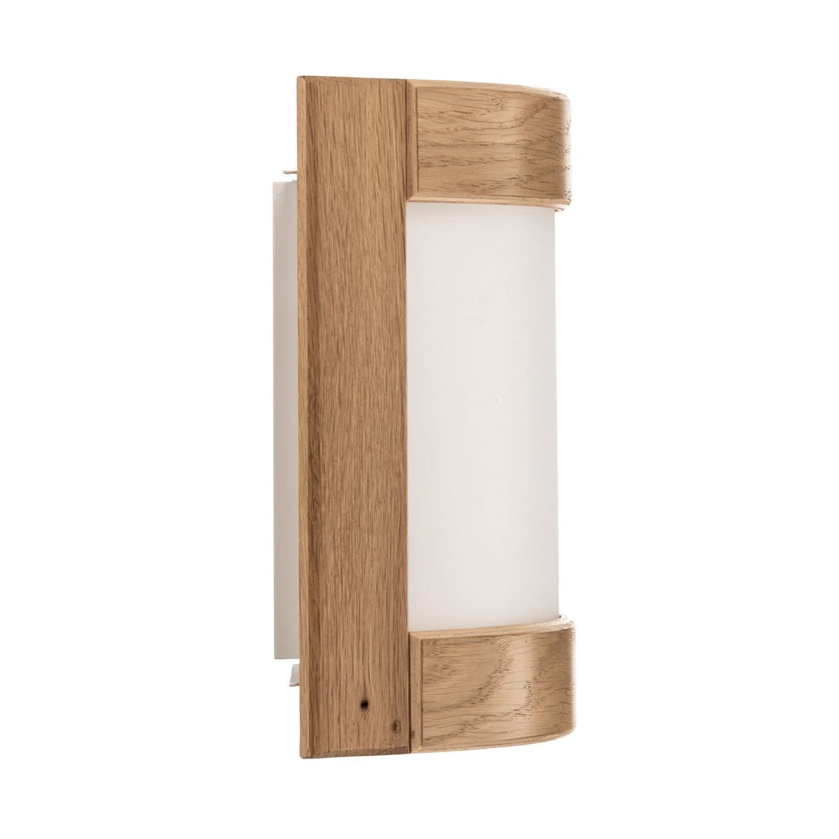 Applique murale Zanna en verre, chêne et blanc, hauteur 22 cm