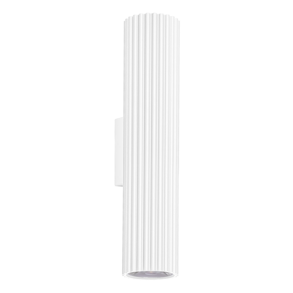 Version blanche du luminaire, même cylindre strié présenté de face