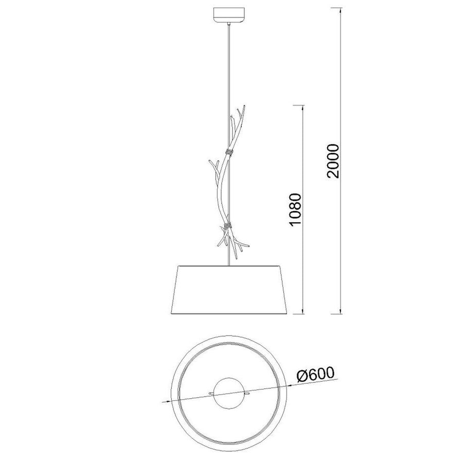 Suspension Sabina grand modèle effet bois, tissu