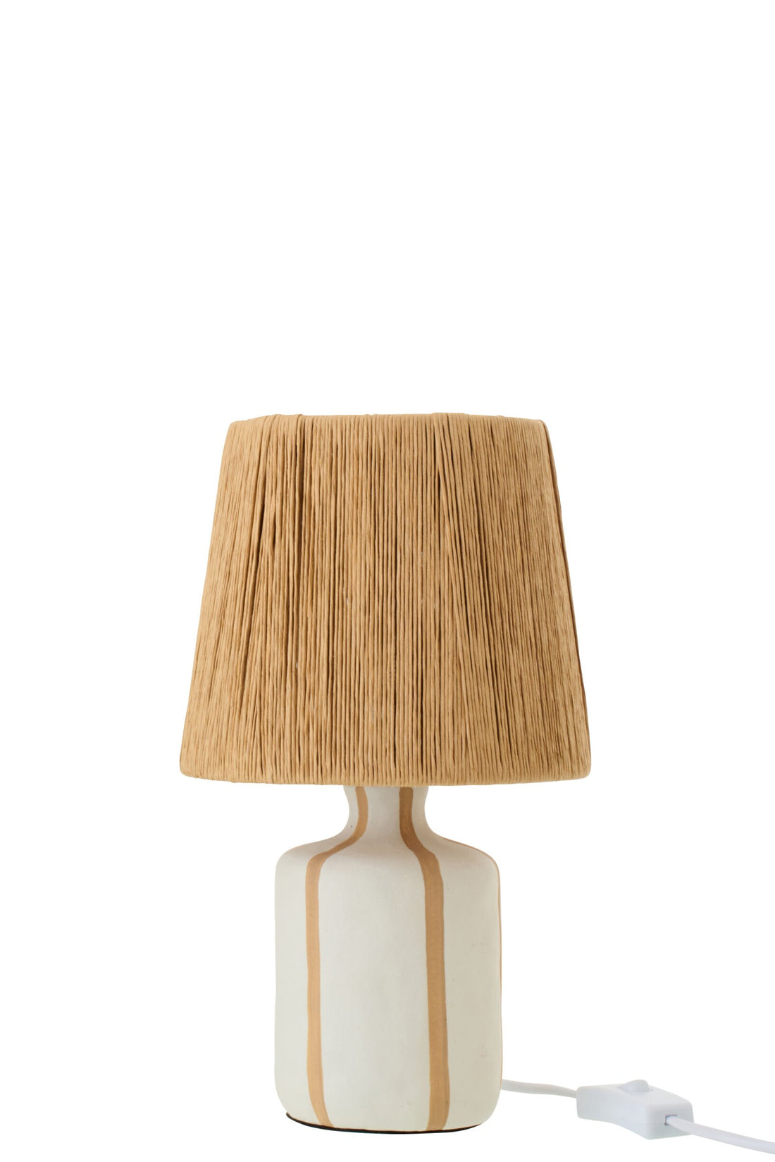 Lampe à poser rayée en céramique naturel et blanc, petit modèle