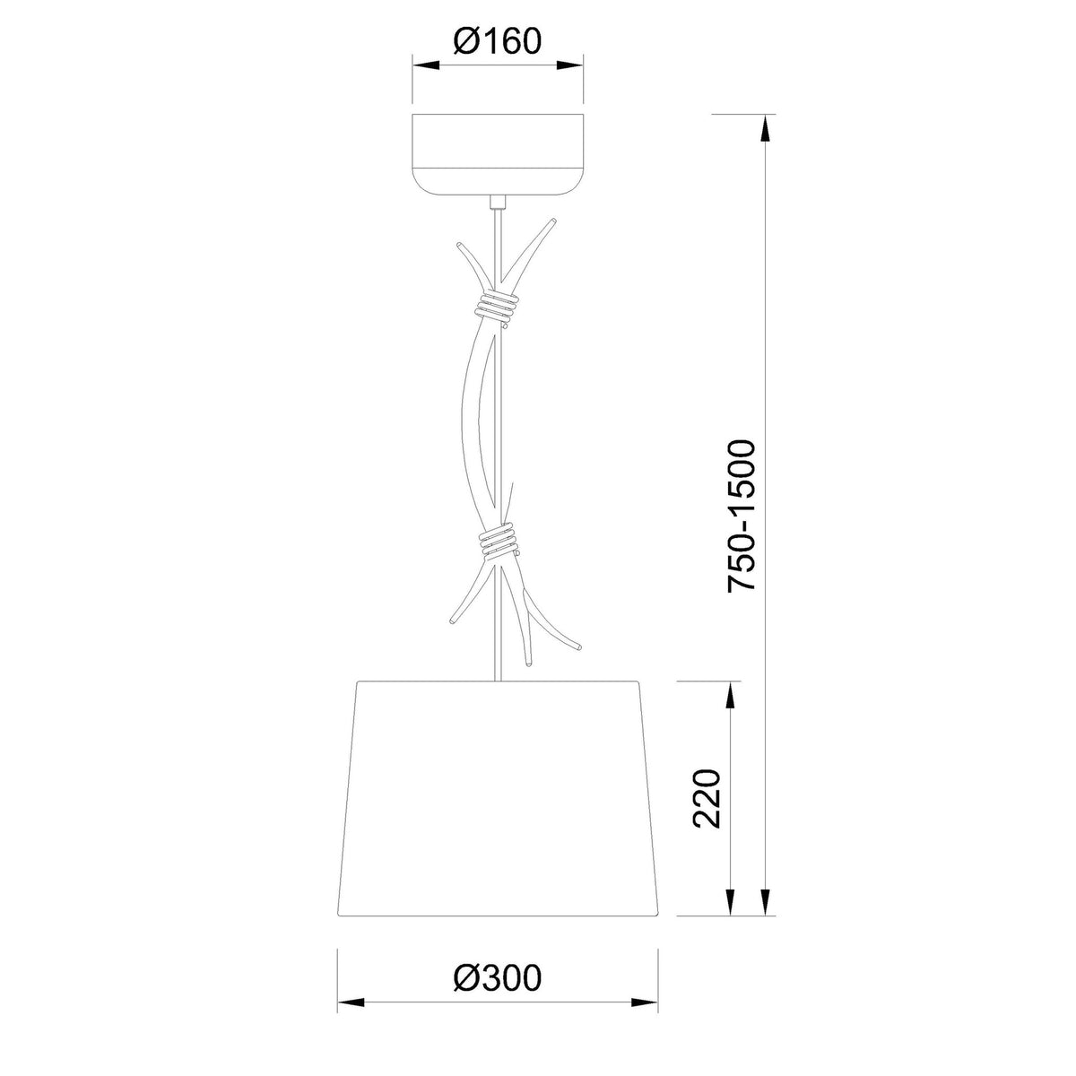 Suspension Sabina petit modèle effet bois, tissu, Ø 30 cm