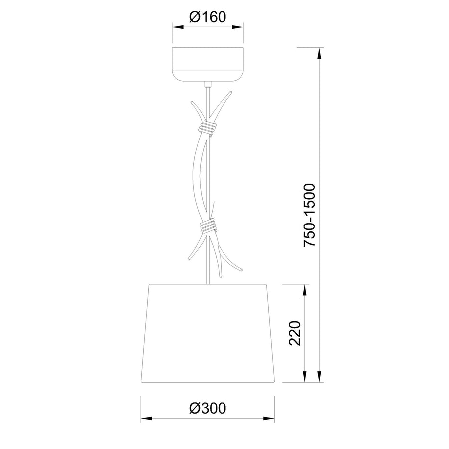 Suspension Sabina petit modèle effet bois, tissu, Ø 30 cm