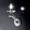 Applique murale Icaro 1 av. en cristal, chromé et transparent, hauteur 25 cm