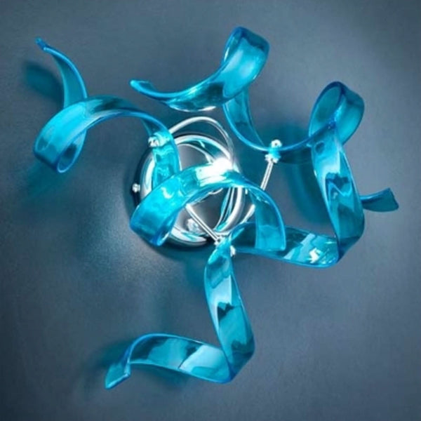 Applique murale Blue en verre, bleu et chrome, Ø 25 cm