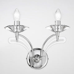 Applique murale Retro en verre, chrome et transparent, 2 lumières, hauteur 24,5 cm
