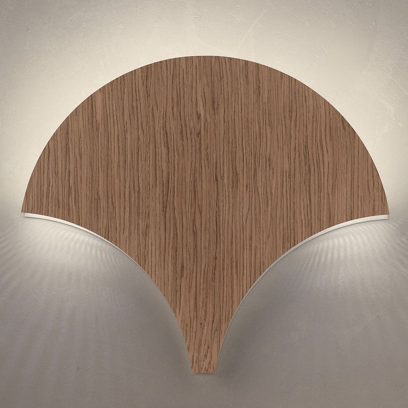 Applique murale LED Palm en métal, noyer, hauteur 34 cm