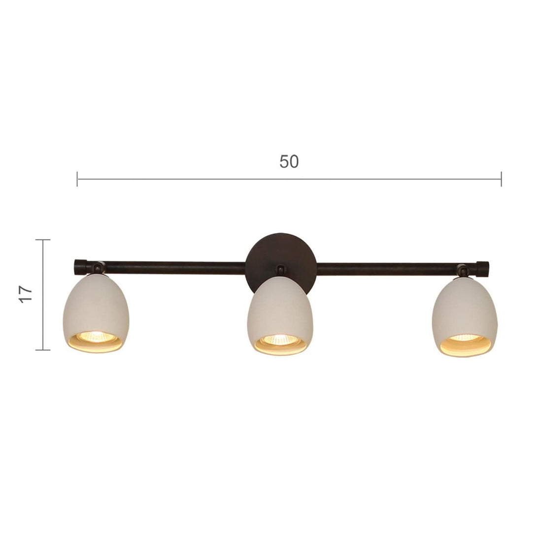 Applique murale Provence en céramique, brun foncé et blanc, 3 lumières, hauteur 17 cm