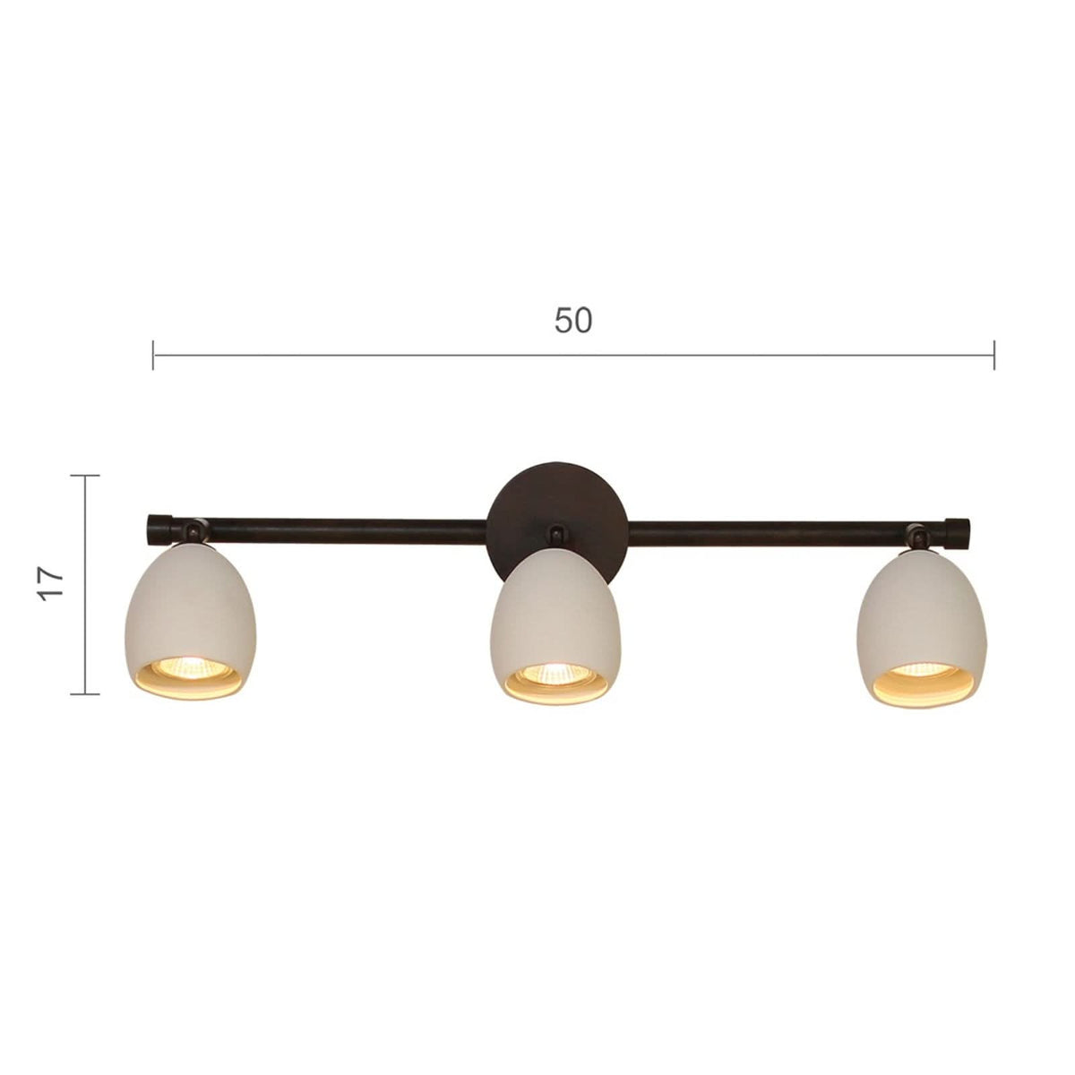 Applique murale Provence en céramique, brun foncé et blanc, 3 lumières, hauteur 17 cm
