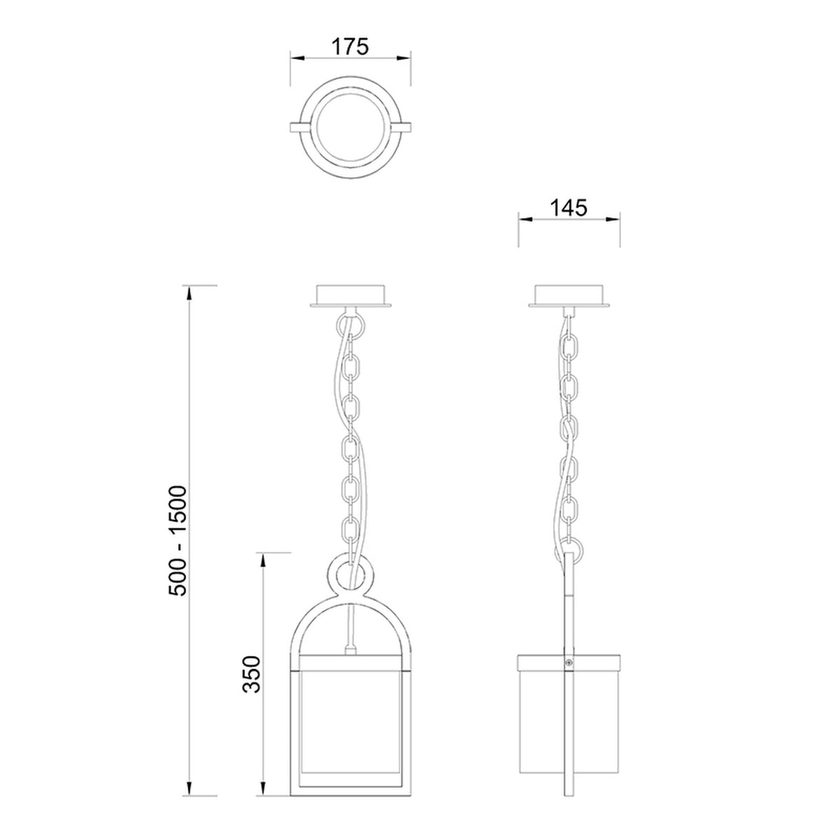 Suspension extérieure Maya gris foncé, verre, IP54