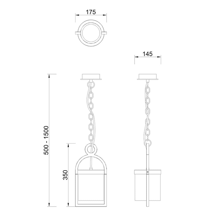 Suspension extérieure Maya gris foncé, verre, IP54