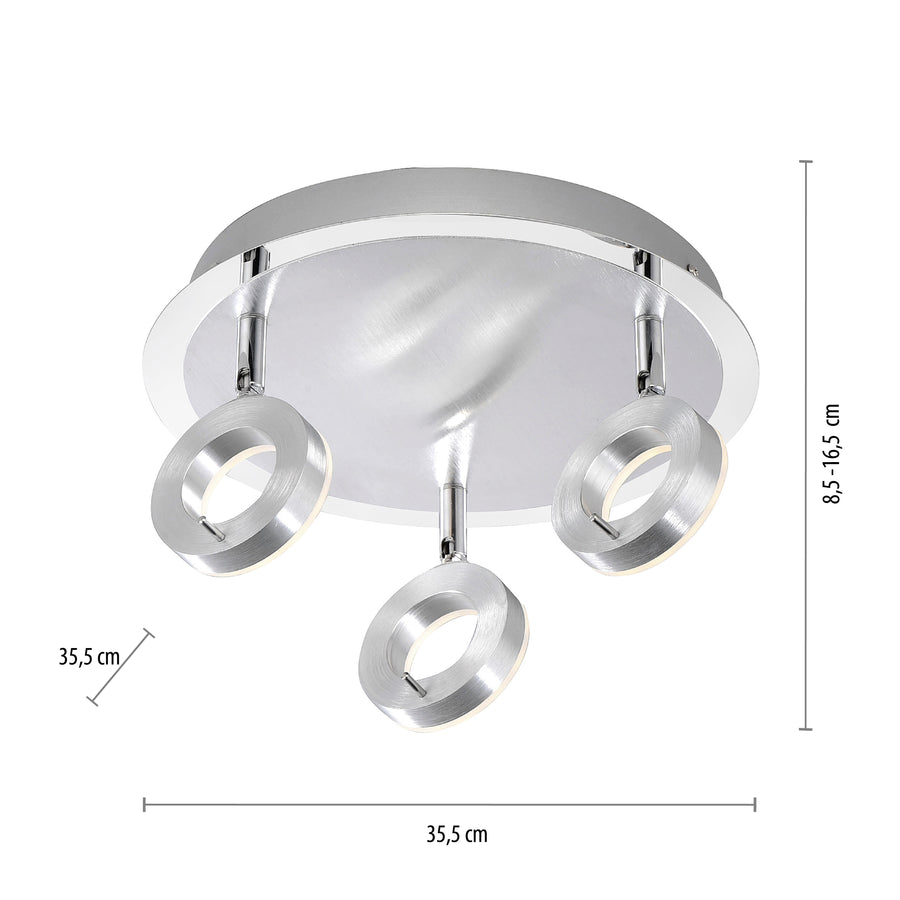 Plafonnier Sileda aluminium, P 33,5 cm