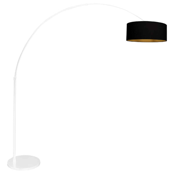 Weiße Bogenlampe Sparkled Light 3964W mit schwarzem Leinen-Lampenschirm