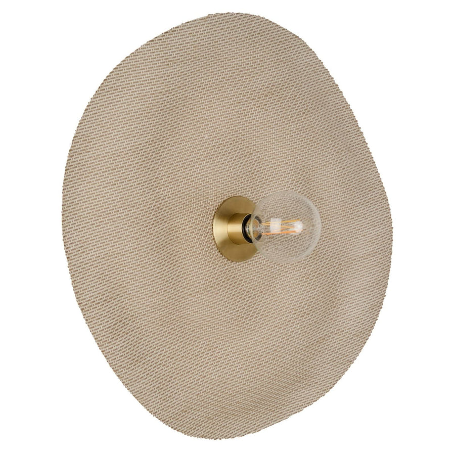 Applique murale Rivage M en lin, crème et laiton brossé, Ø 58 cm