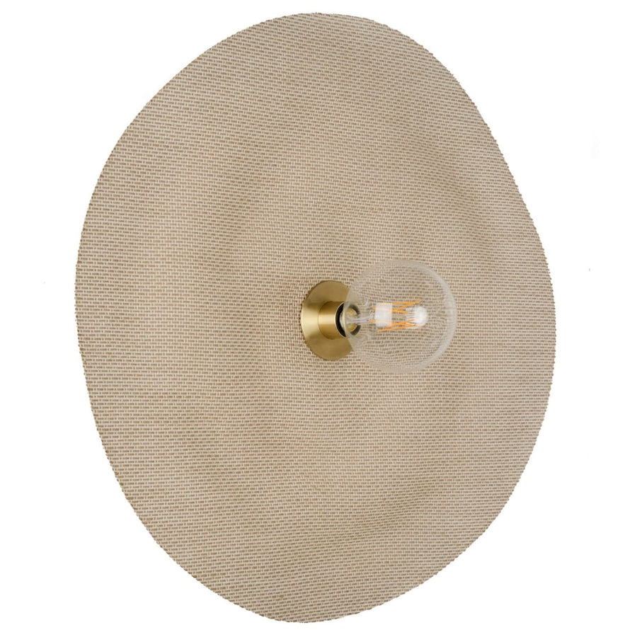 Applique murale Rivage L en lin, crème et laiton brossé, Ø 68 cm