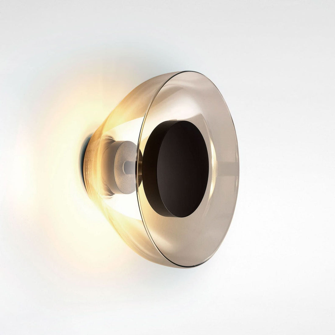 Applique murale LED Aura en verre, noir et gris fumée, Ø 17,9 cm