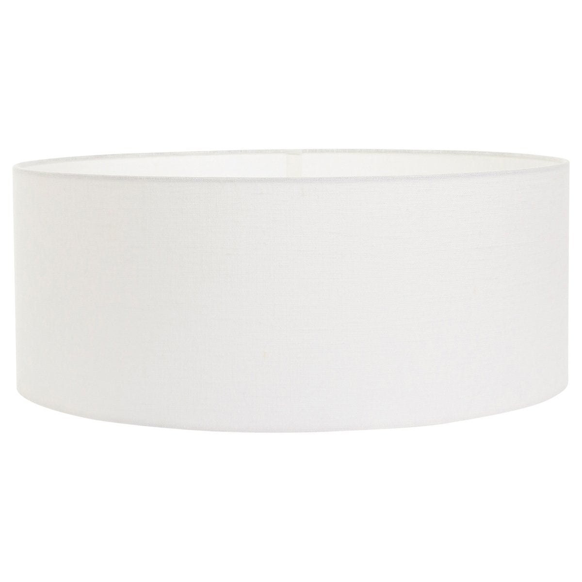 Abat-jour cylindrique blanc en tissu présenté seul sur fond neutre