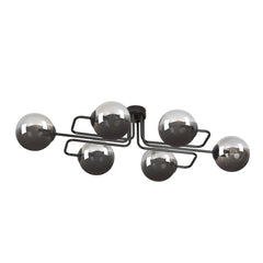 Deckenleuchte Brendi 6-flammig schwarz, Glas graphit